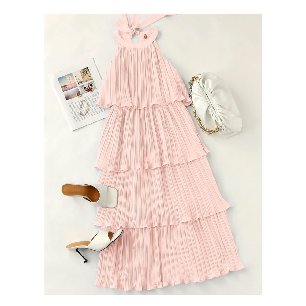 Pink Ruffle Halter dress